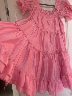 Women's Pink Ruffled Tiered Dress